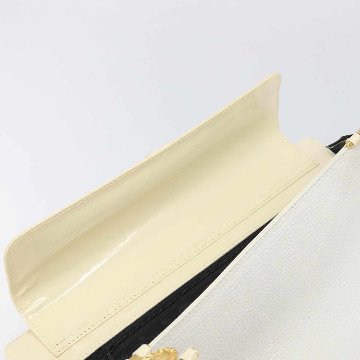 Gianni Versace Sunburst Tote Bag Leather White Gold Auth ka6908A