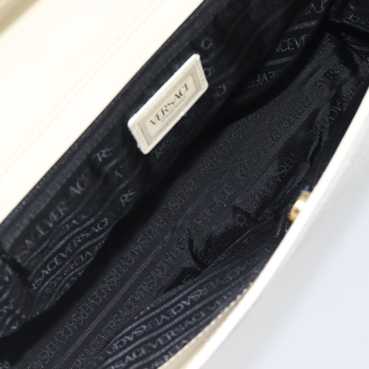 Gianni Versace Sunburst Tote Bag Leather White Gold Auth ka6908A
