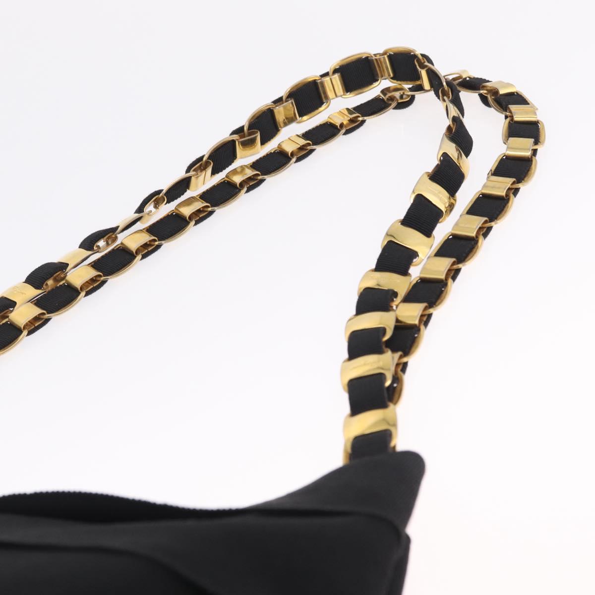 Salvatore Ferragamo Vala Shoulder Bag Canvas Black Gold Auth ka6909