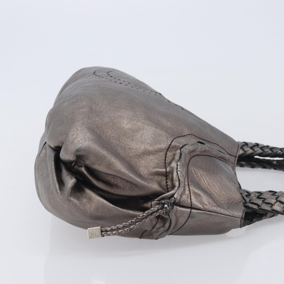 Salvatore Ferragamo Hand Bag Leather Bronze Auth ka6910