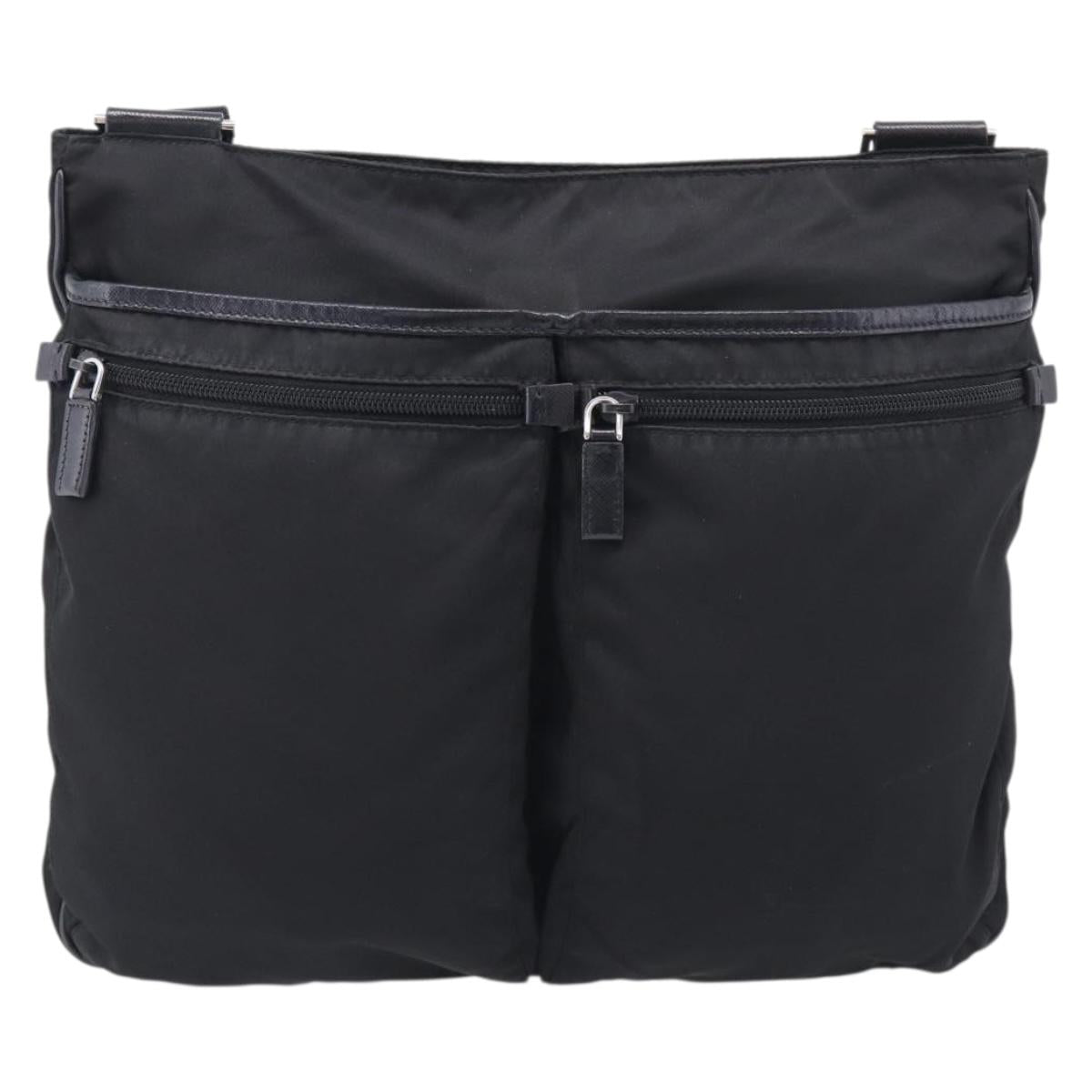 PRADA Shoulder Bag Nylon Black Silver Auth ka6912