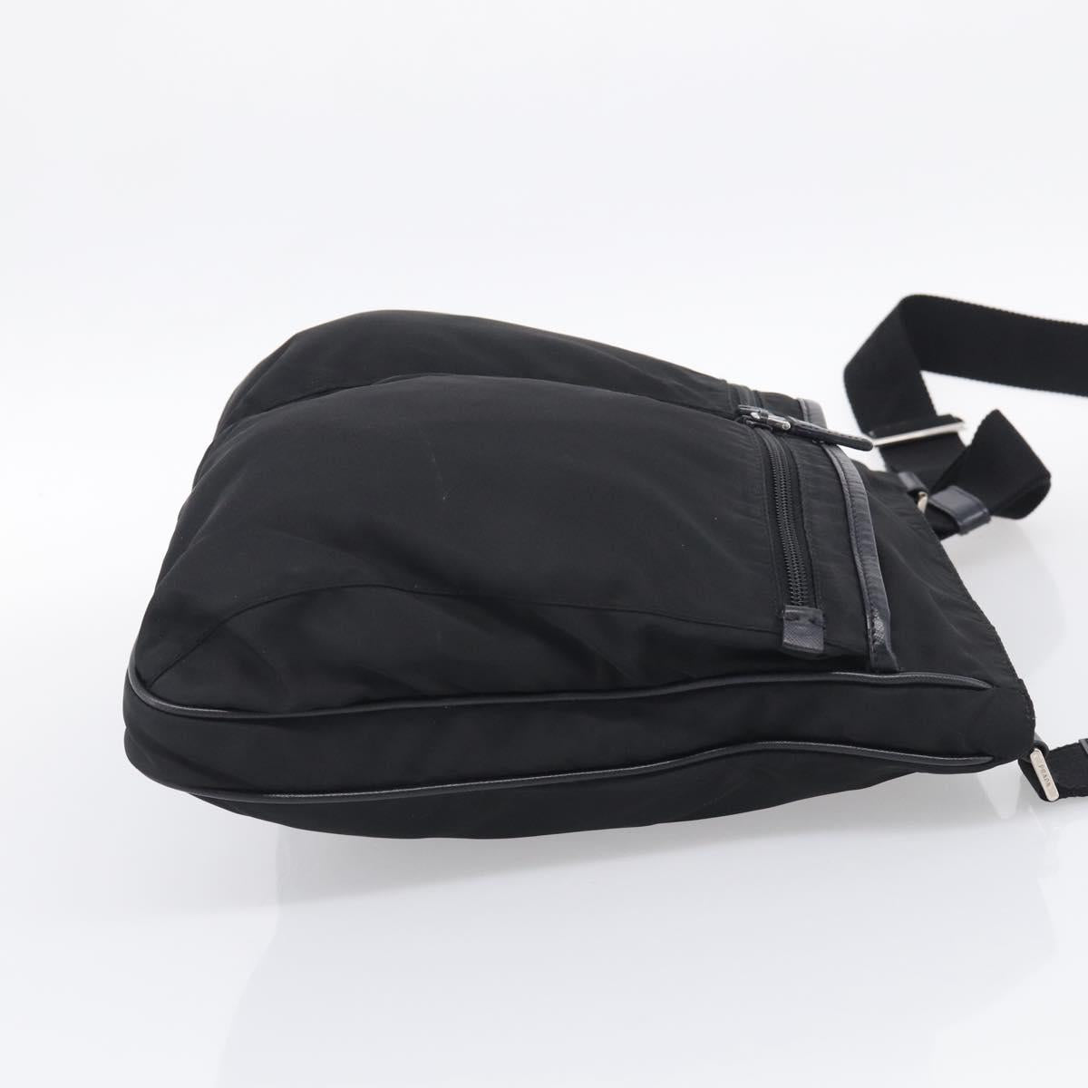 PRADA Shoulder Bag Nylon Black Silver Auth ka6912