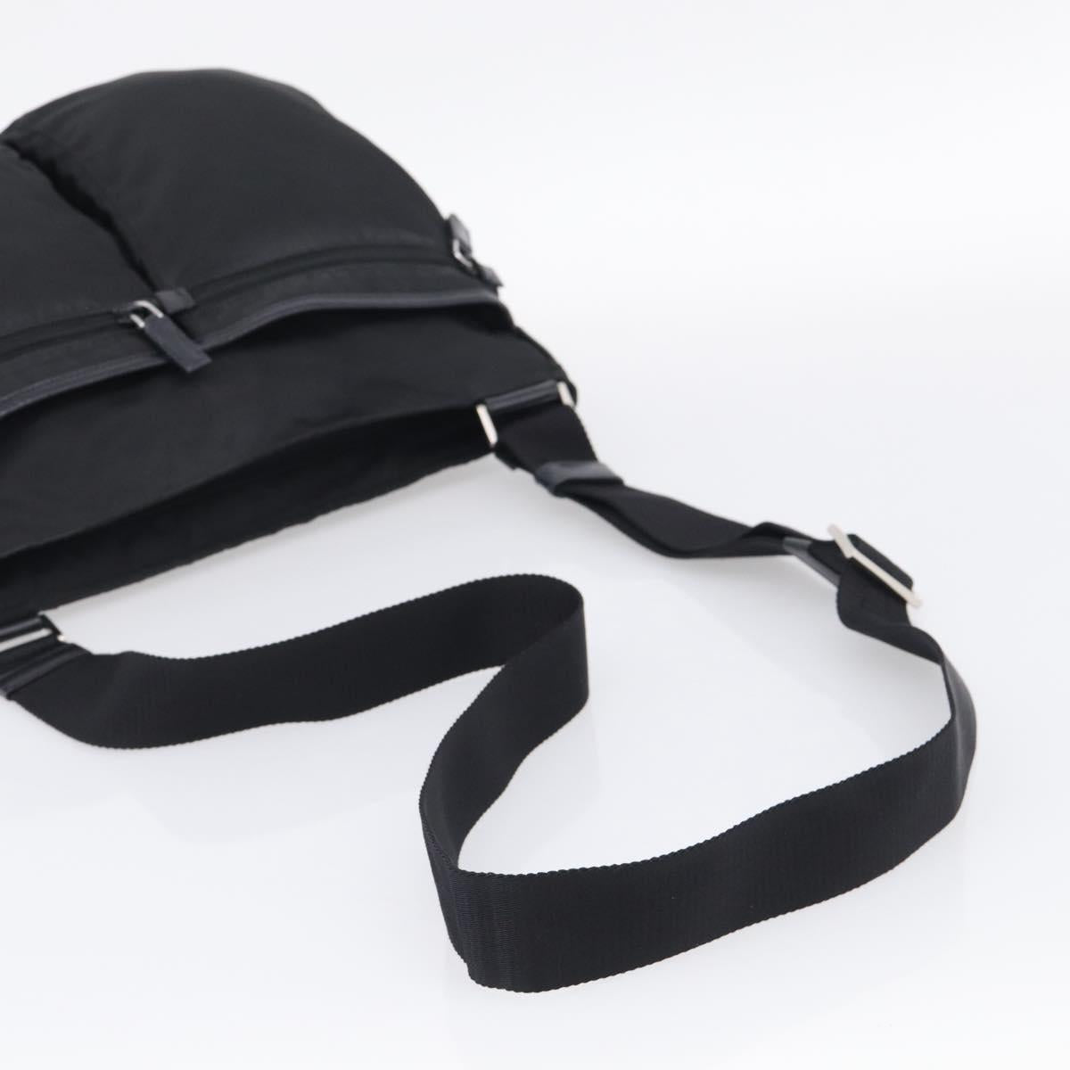 PRADA Shoulder Bag Nylon Black Silver Auth ka6912
