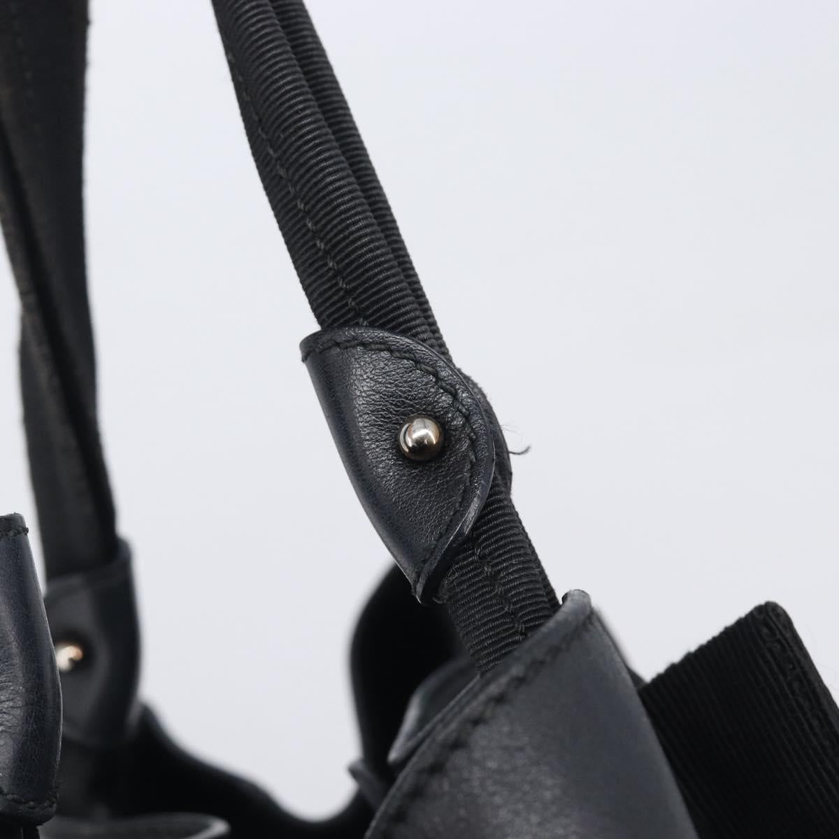 Salvatore Ferragamo Vara Ribbon Hand Bag Leather Black Gold Auth ka6913