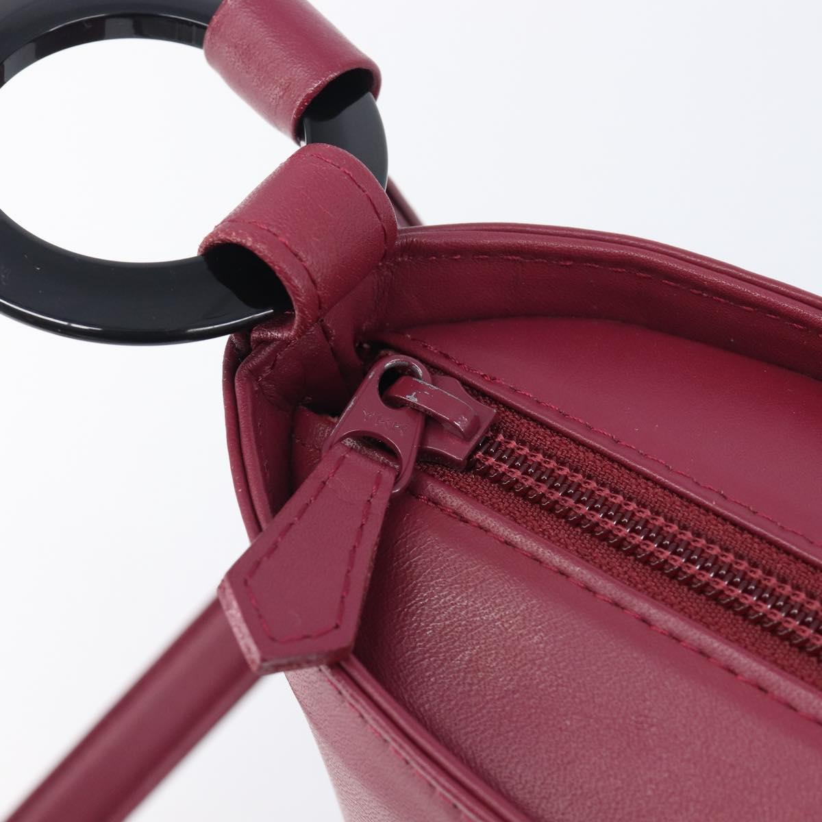 Saint Laurent Shoulder Bag Leather Bordeaux Auth ka6915A