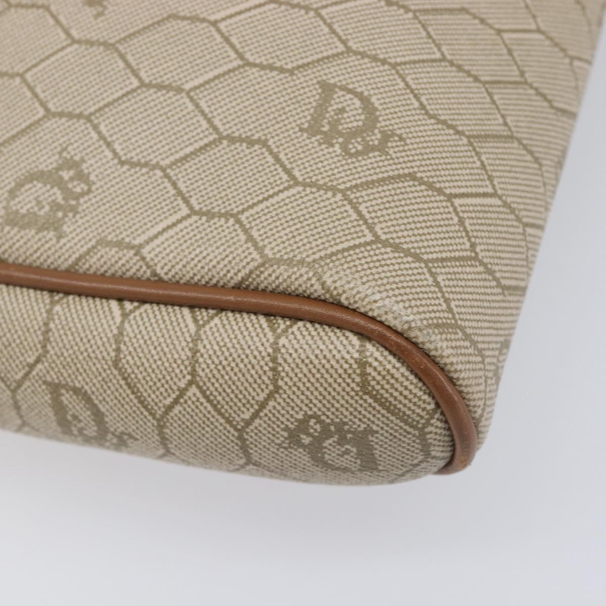 Christian Dior Honeycomb Canvas Shoulder Bag PVC Beige Gold Auth ka6916