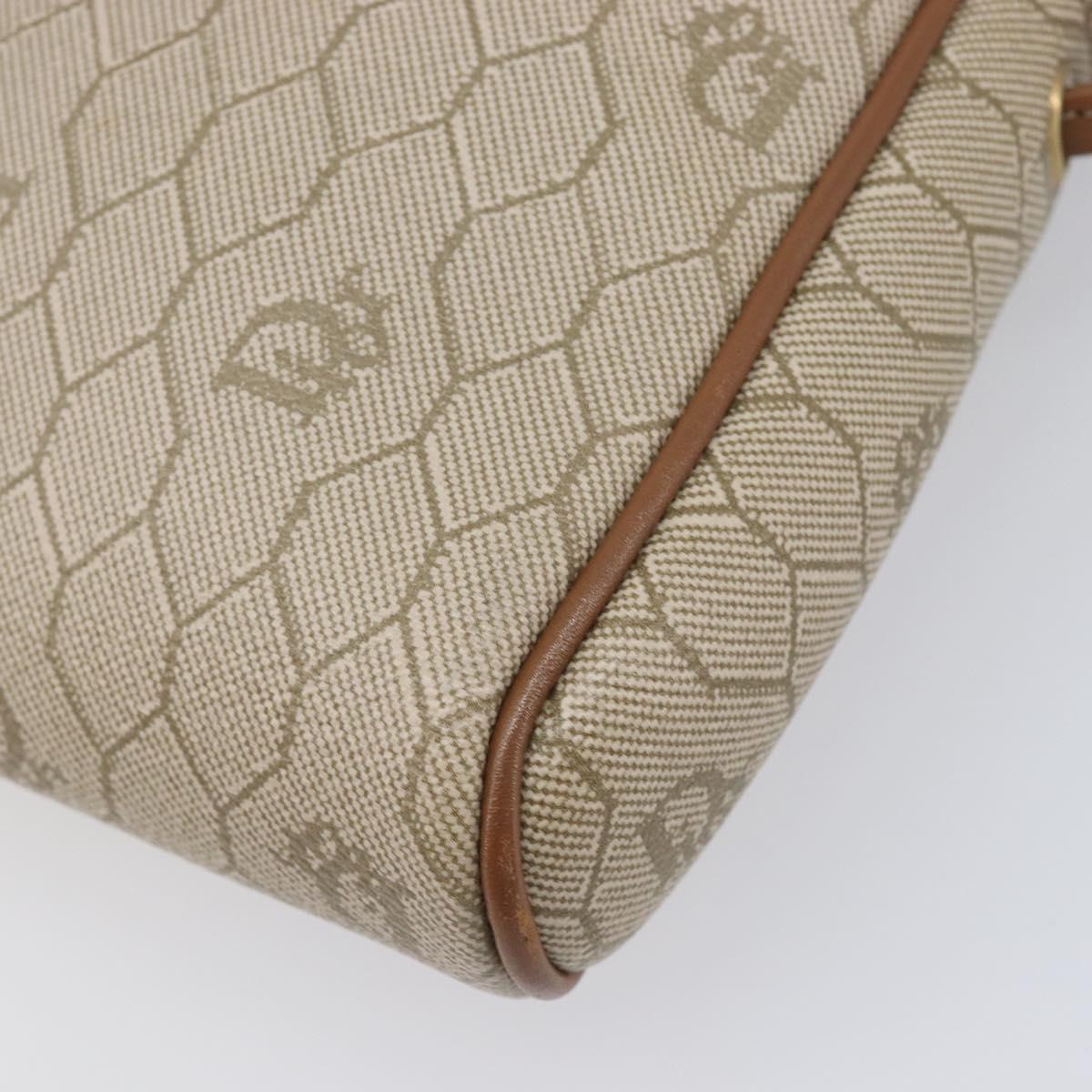 Christian Dior Honeycomb Canvas Shoulder Bag PVC Beige Gold Auth ka6916