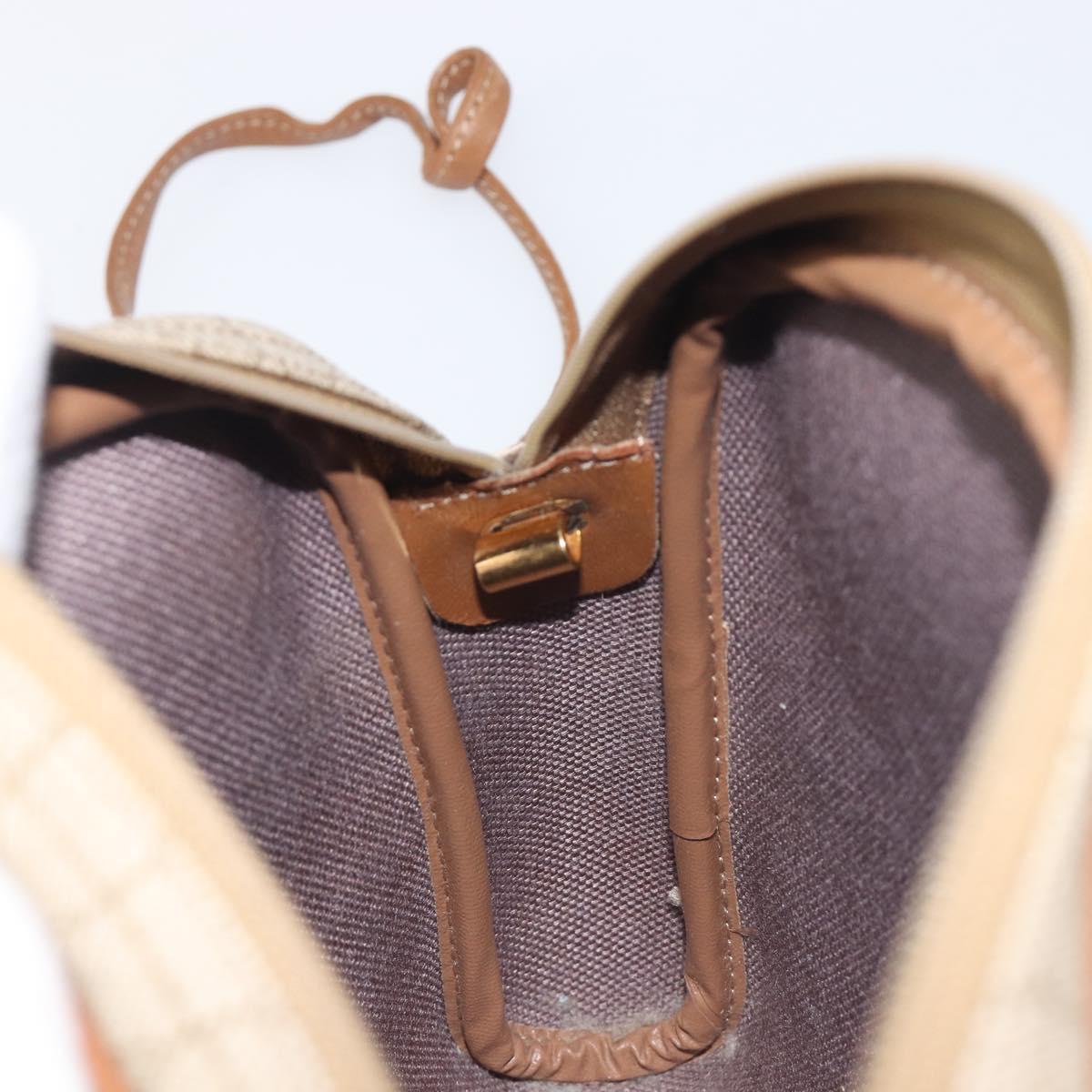 Christian Dior Honeycomb Canvas Shoulder Bag PVC Beige Gold Auth ka6916