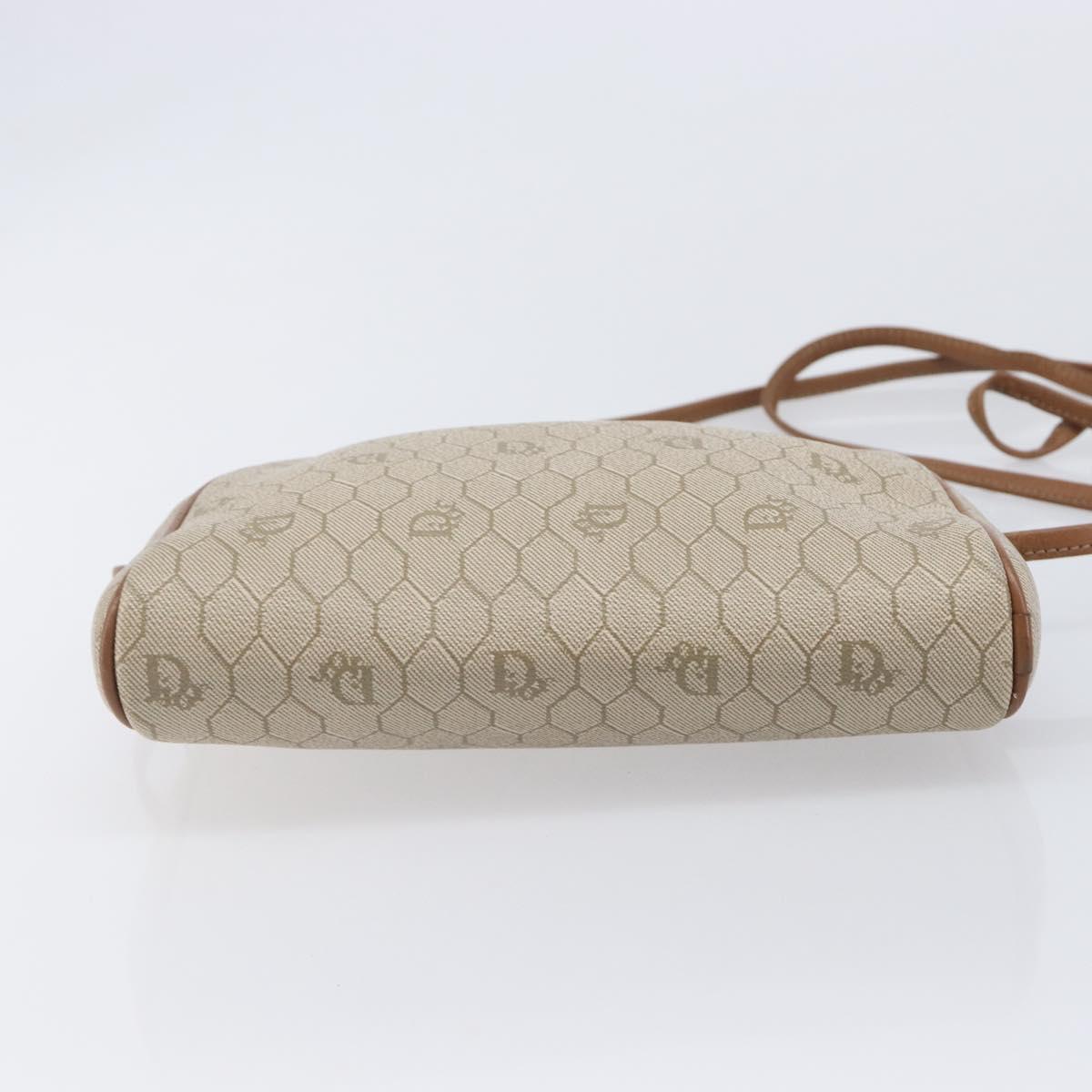 Christian Dior Honeycomb Canvas Shoulder Bag PVC Beige Gold Auth ka6916