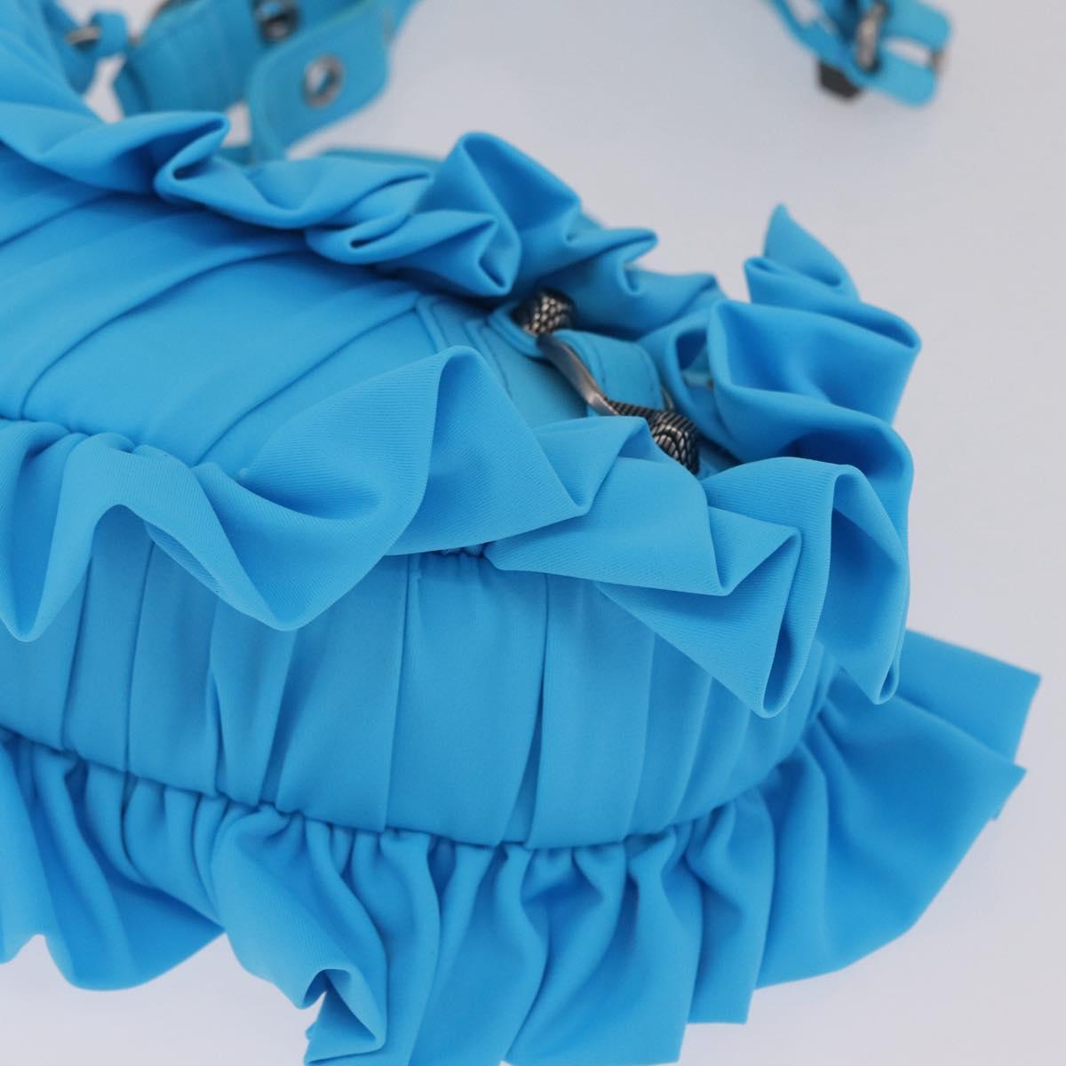 Balenciaga Luka Goal Shoulder Bag Nylon Light Blue Silver 671309 Auth ka6918M