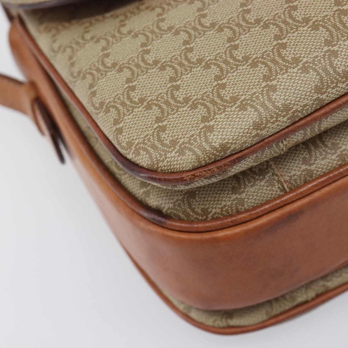 CELINE Macadam Canvas Shoulder Bag PVC Beige Gold Auth ka6919