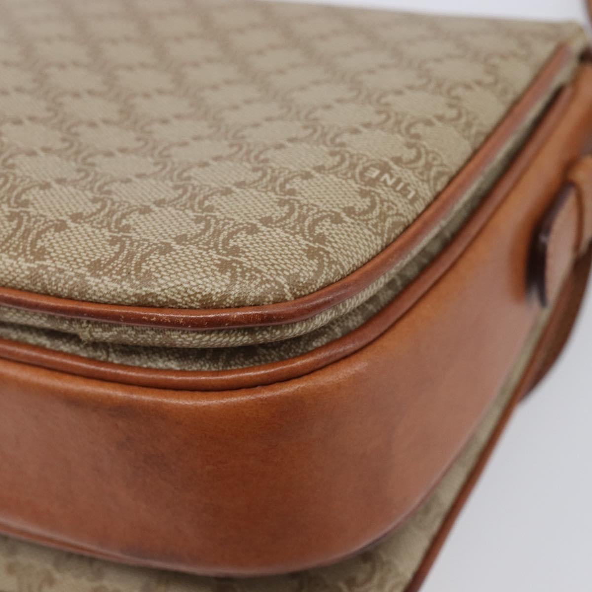 CELINE Macadam Canvas Shoulder Bag PVC Beige Gold Auth ka6919