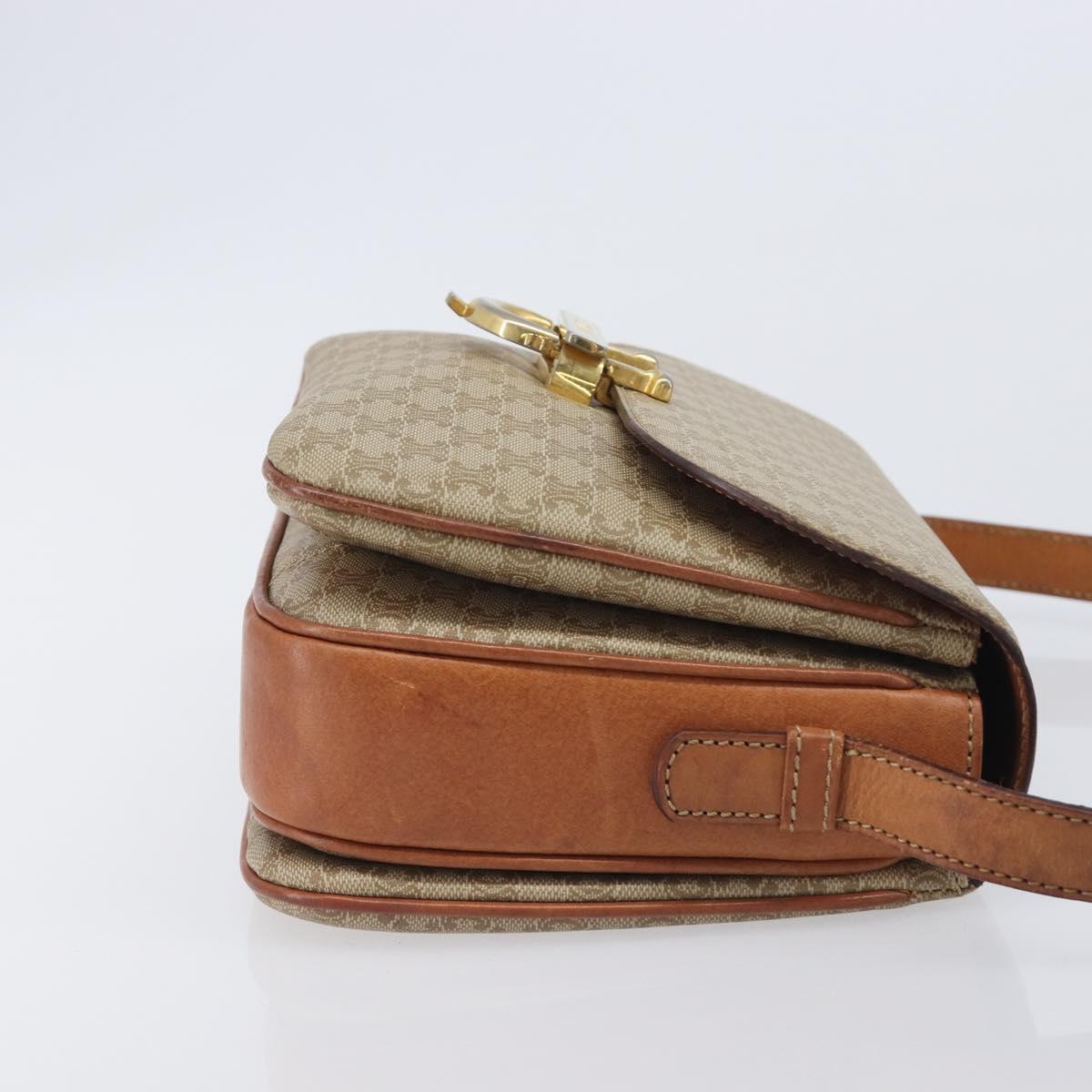 CELINE Macadam Canvas Shoulder Bag PVC Beige Gold Auth ka6919
