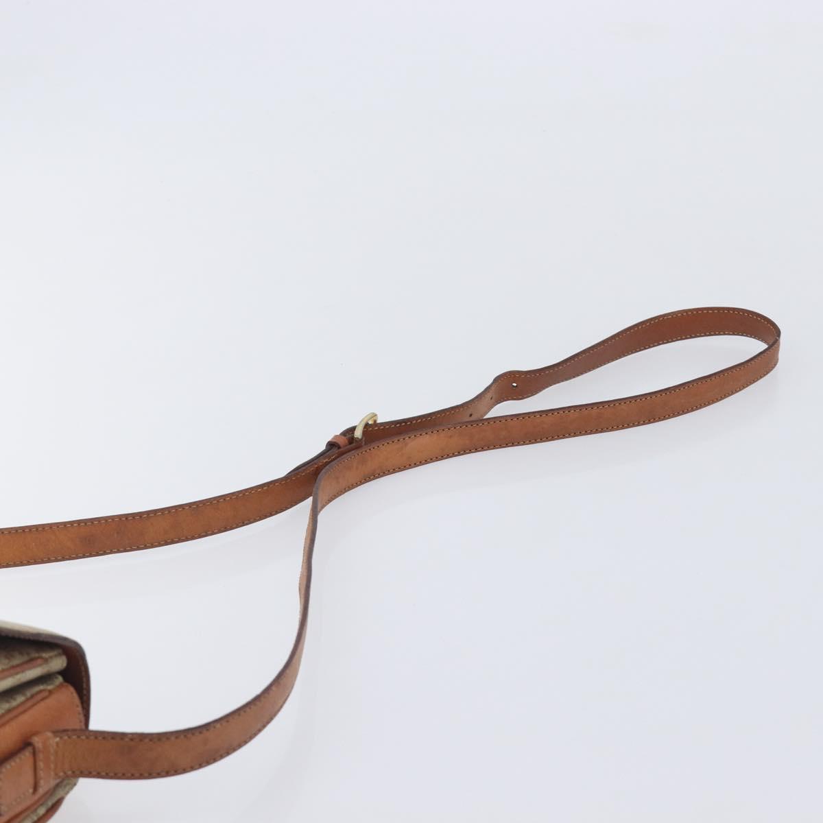 CELINE Macadam Canvas Shoulder Bag PVC Beige Gold Auth ka6919