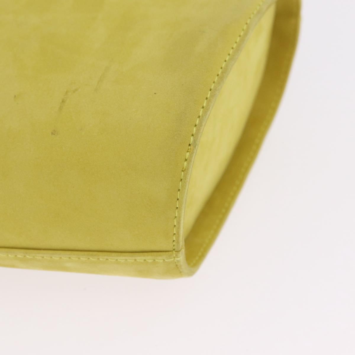 Salvatore Ferragamo Vara Ribbon Hand Bag Suede Yellow Silver Auth ka6920