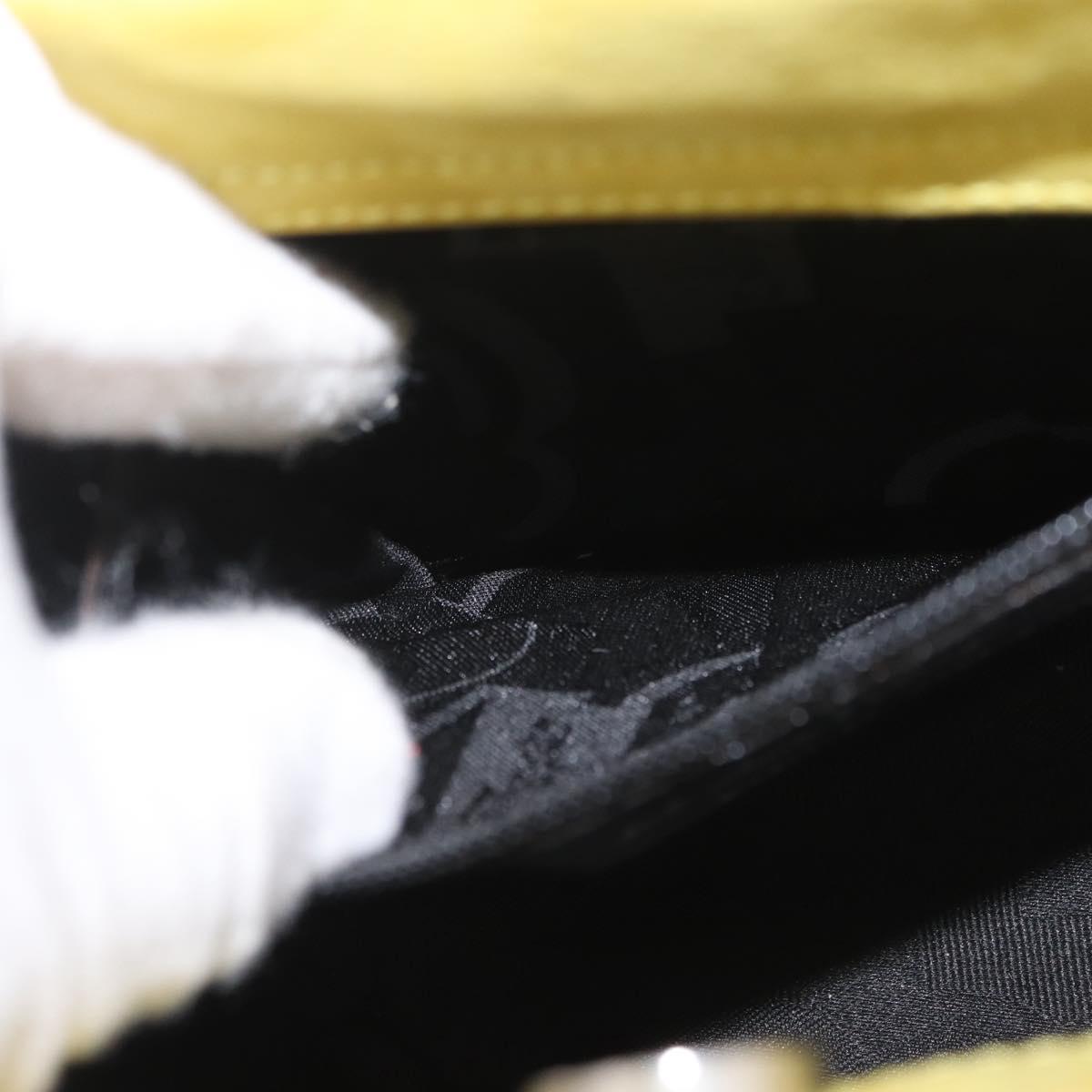 Salvatore Ferragamo Vara Ribbon Hand Bag Suede Yellow Silver Auth ka6920
