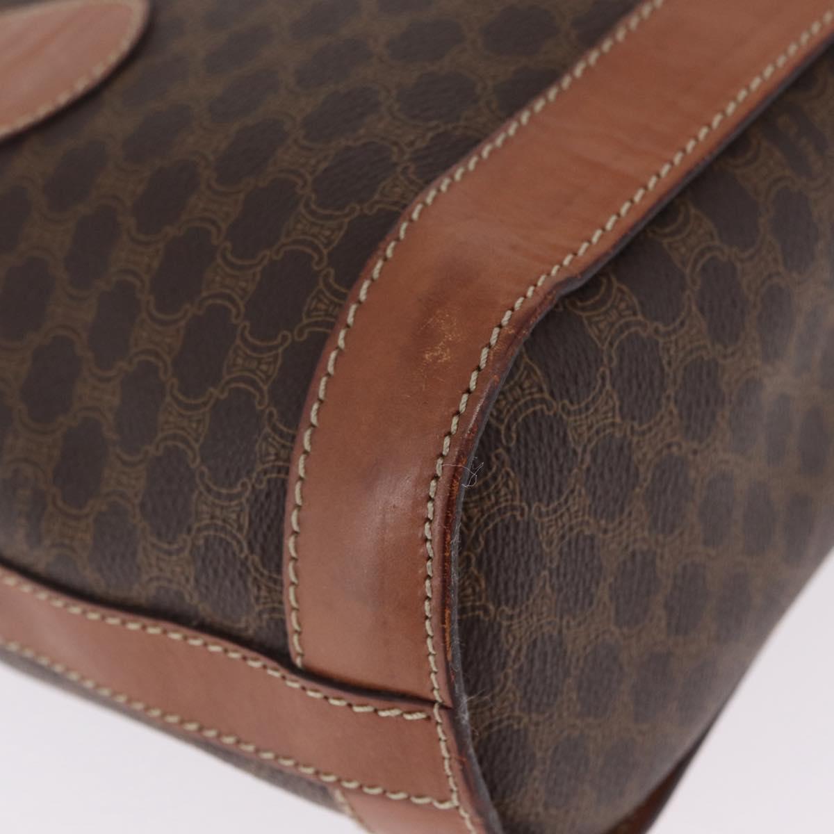 CELINE Macadam Canvas Tote Bag PVC Leather Brown Gold Auth ka6921