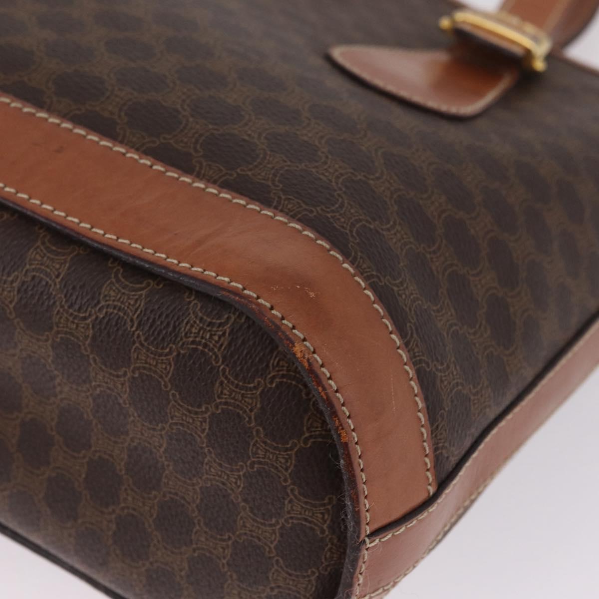 CELINE Macadam Canvas Tote Bag PVC Leather Brown Gold Auth ka6921