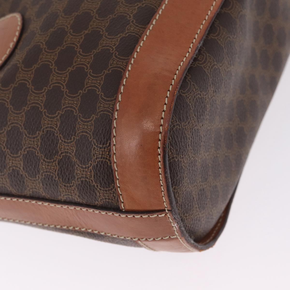 CELINE Macadam Canvas Tote Bag PVC Leather Brown Gold Auth ka6921