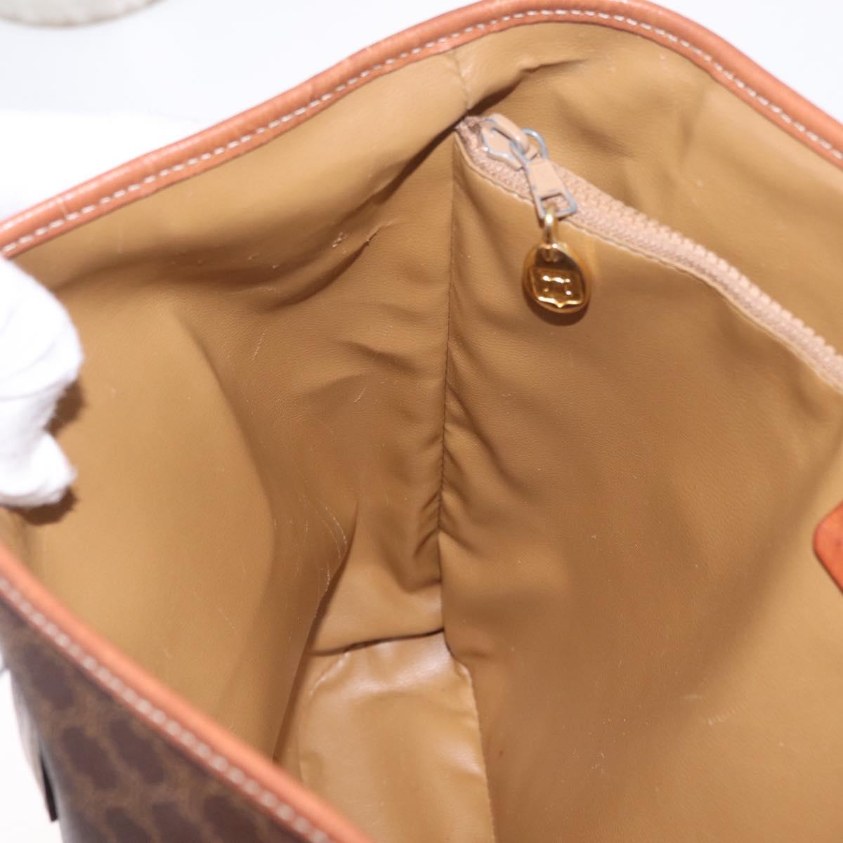 CELINE Macadam Canvas Tote Bag PVC Leather Brown Gold Auth ka6921