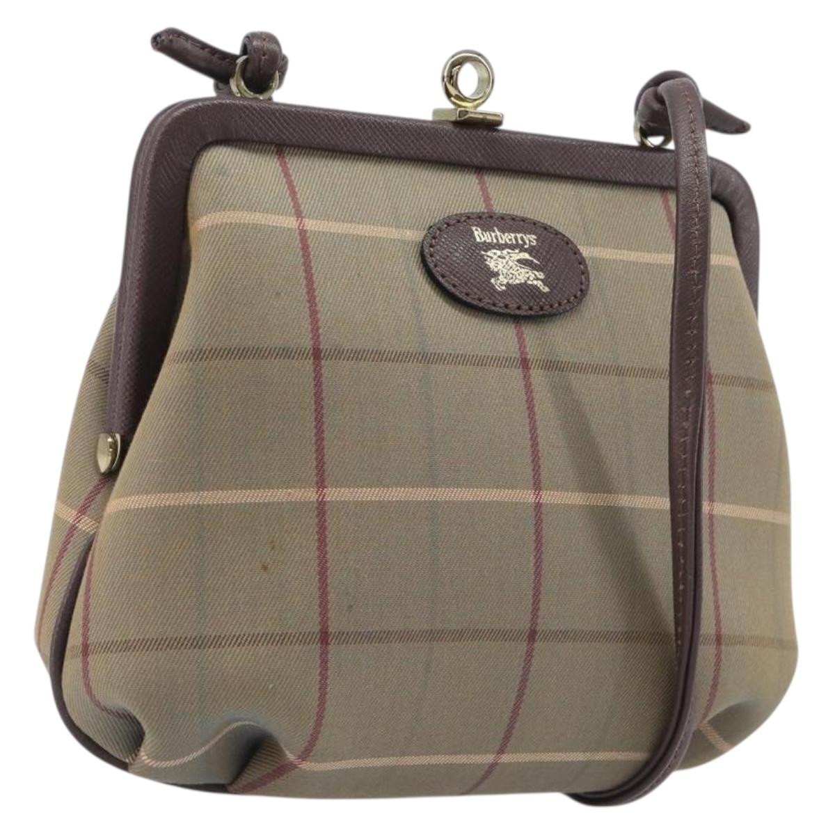 Burberrys Nova Check Shoulder Bag Canvas Beige Gold Auth ka6922A