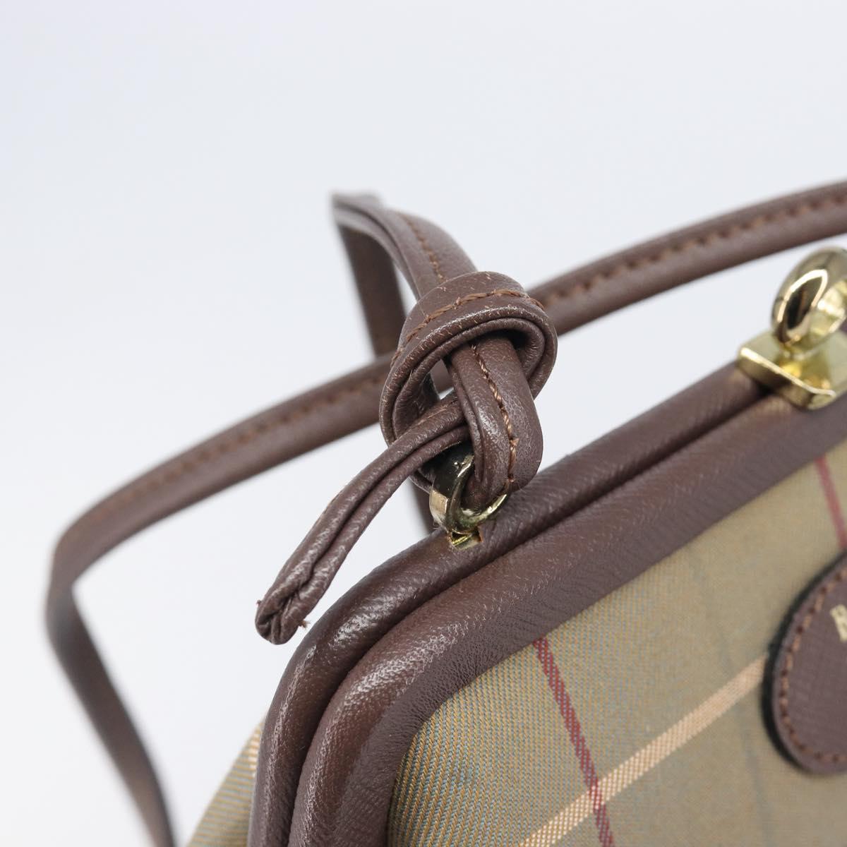 Burberrys Nova Check Shoulder Bag Canvas Beige Gold Auth ka6922A
