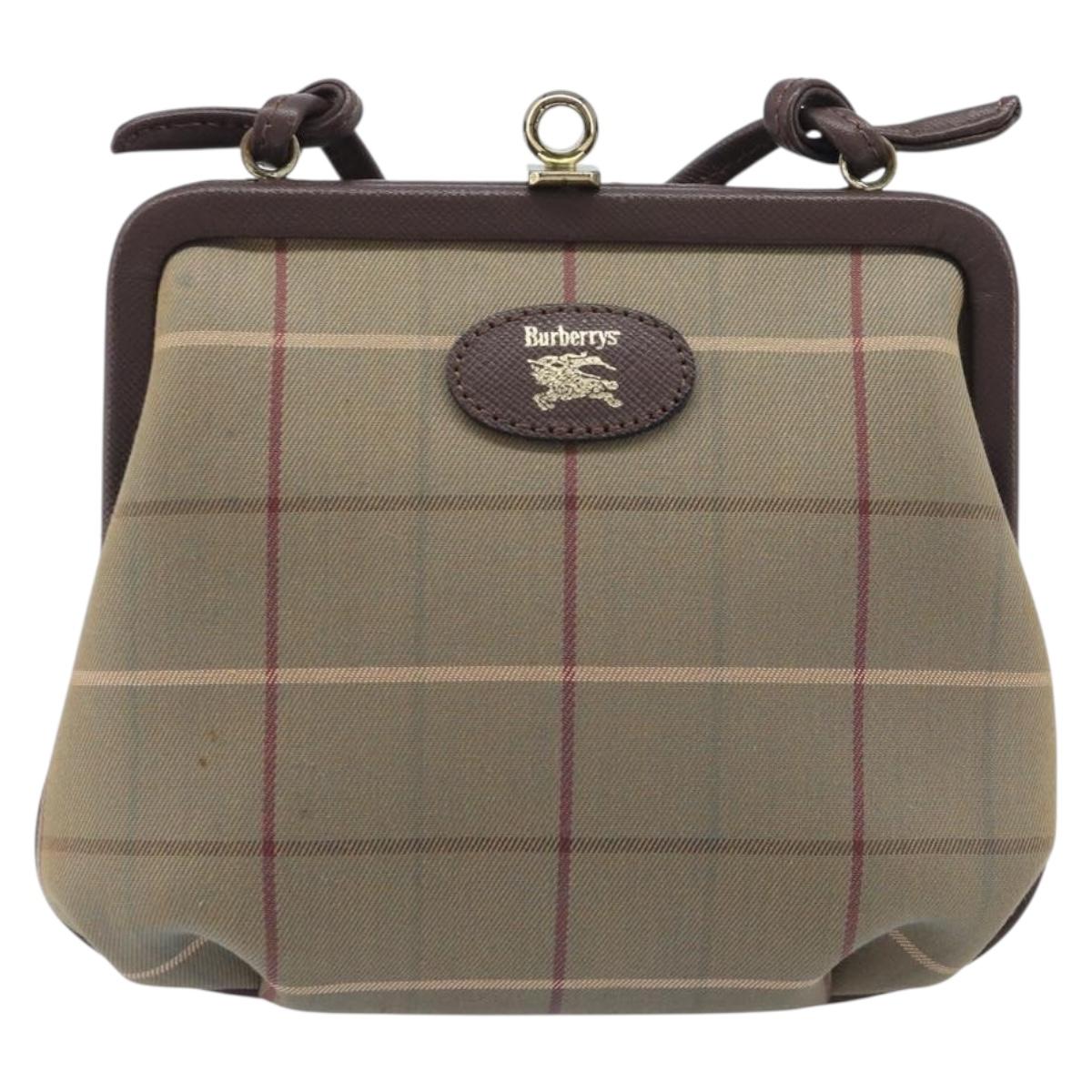 Burberrys Nova Check Shoulder Bag Canvas Beige Gold Auth ka6922A