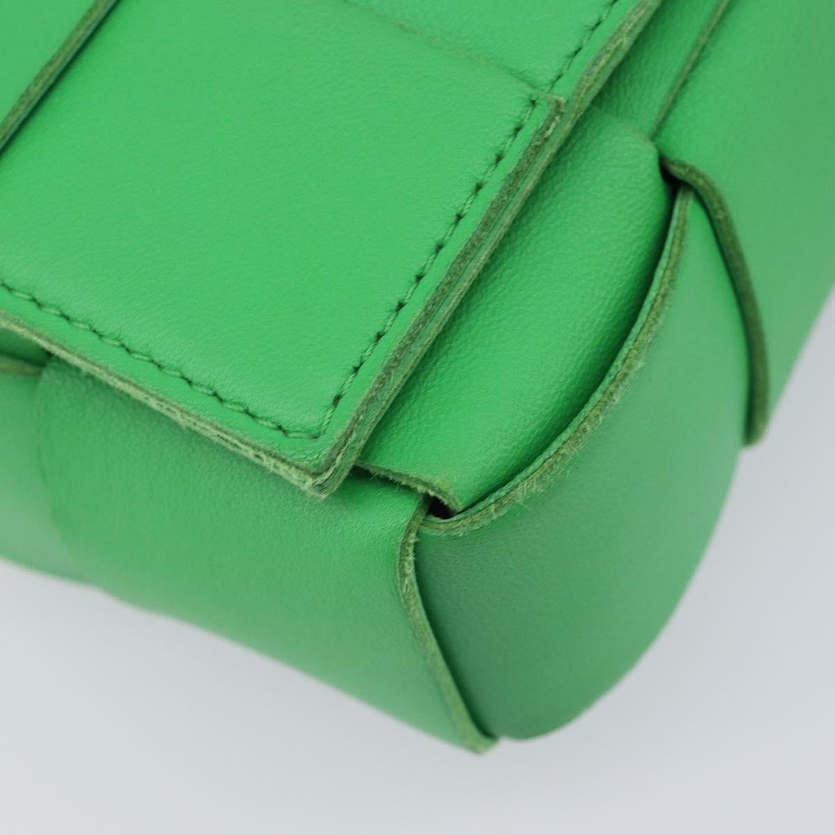 Bottega Veneta MAXI INTRECCIATO Cassette Bag Leather Green Silver Auth ka6923V