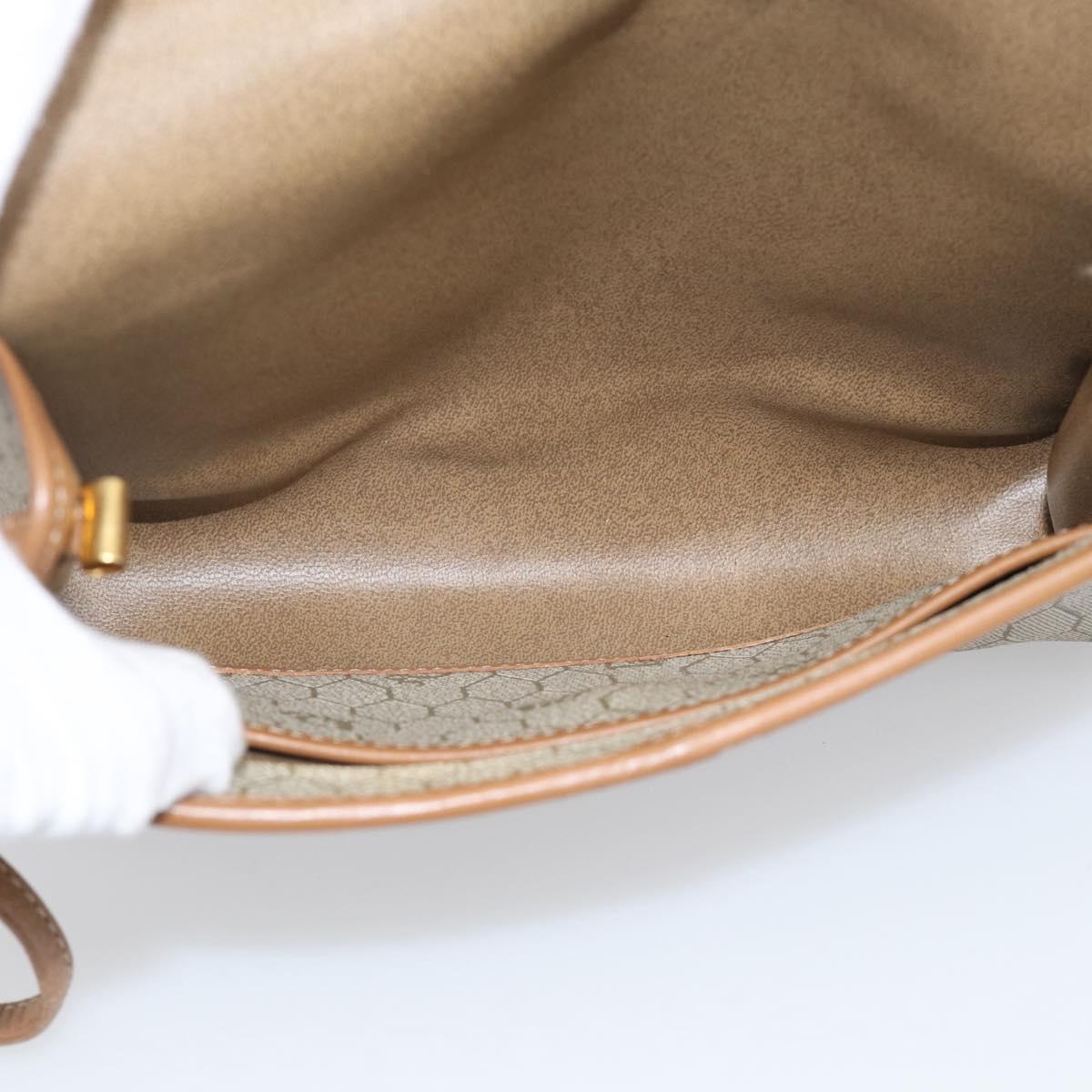 Christian Dior Honeycomb Canvas Shoulder Bag PVC Beige Gold Auth ka6925