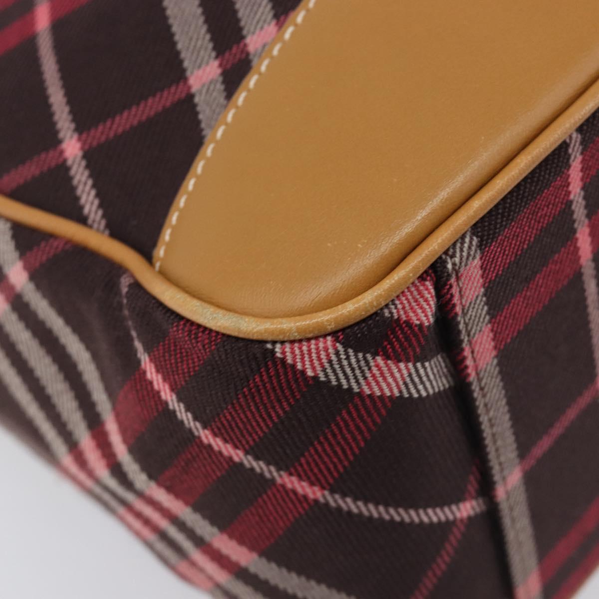 BURBERRY Nova Check Blue Label Shoulder Bag Canvas Red Silver Auth ka6927