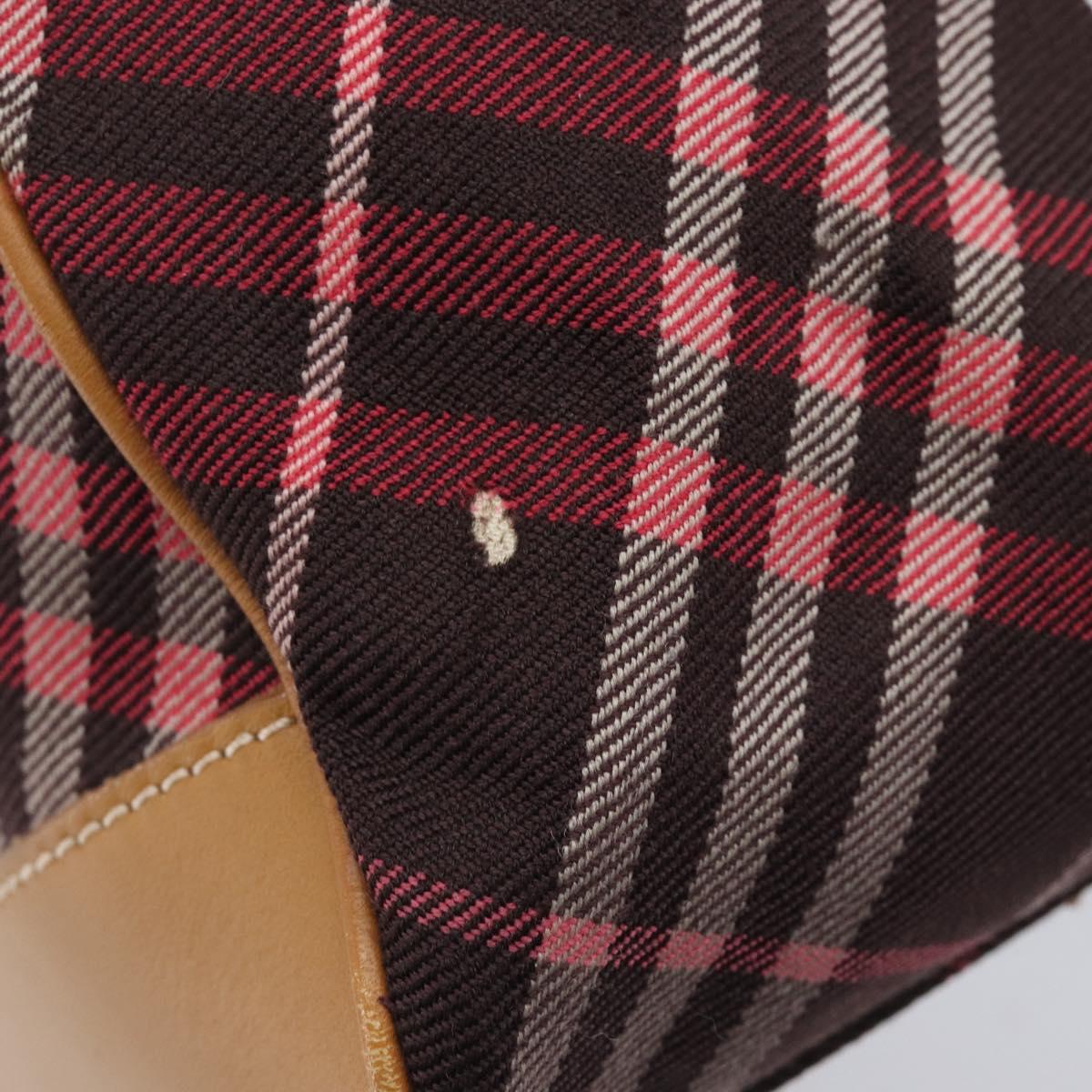 BURBERRY Nova Check Blue Label Shoulder Bag Canvas Red Silver Auth ka6927