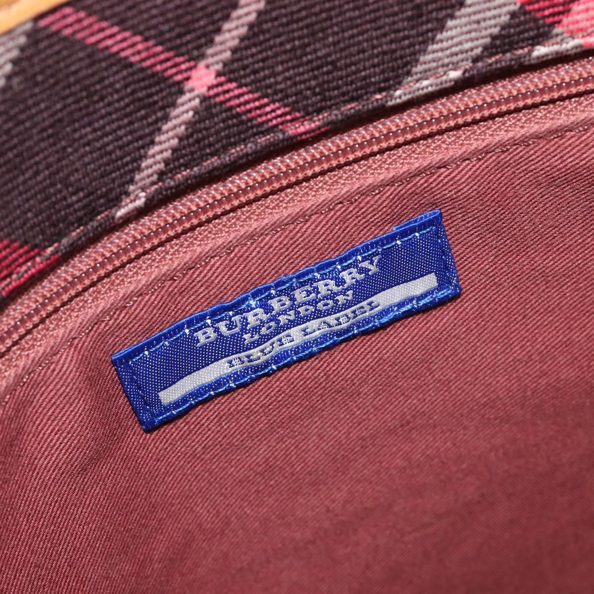 BURBERRY Nova Check Blue Label Shoulder Bag Canvas Red Silver Auth ka6927