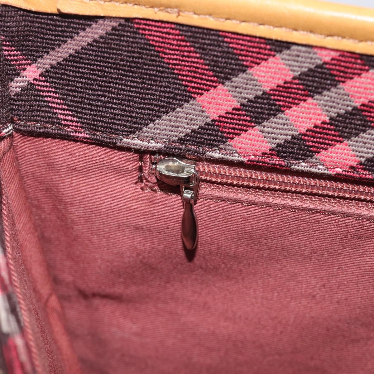 BURBERRY Nova Check Blue Label Shoulder Bag Canvas Red Silver Auth ka6927