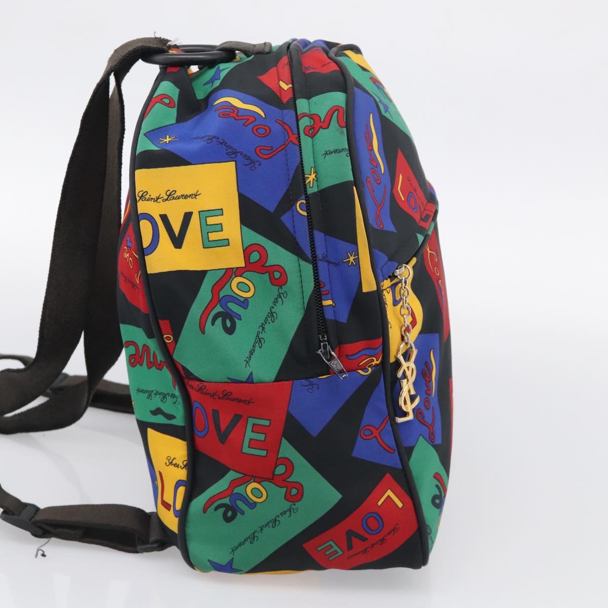Saint Laurent Backpack Nylon Multicolor Gold Auth ka6928