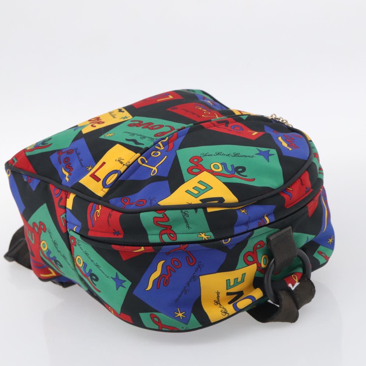 Saint Laurent Backpack Nylon Multicolor Gold Auth ka6928
