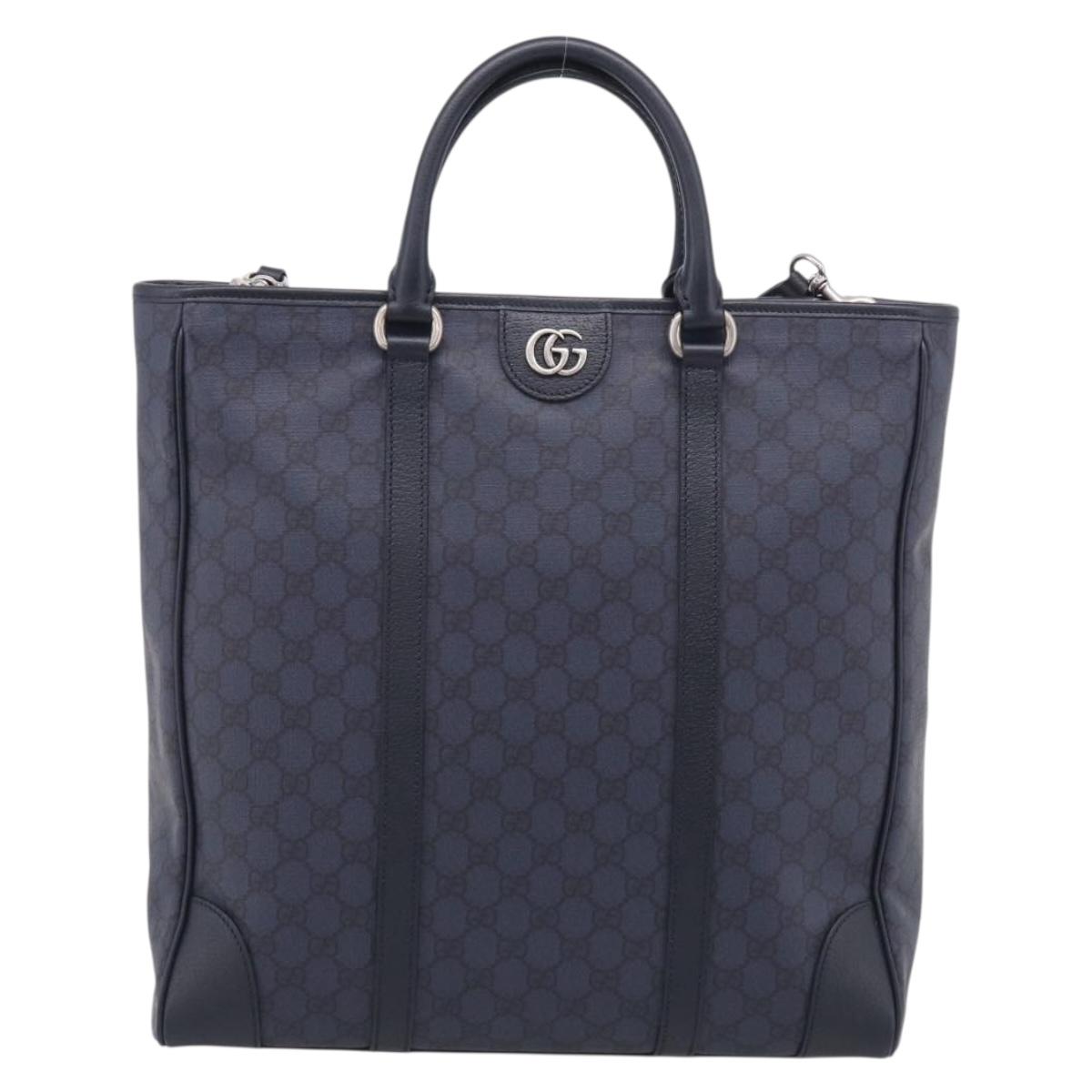 GUCCI GG Supreme GG Marmont Ophidia Bag PVC 2way Navy 763316 Auth ka6929SAV