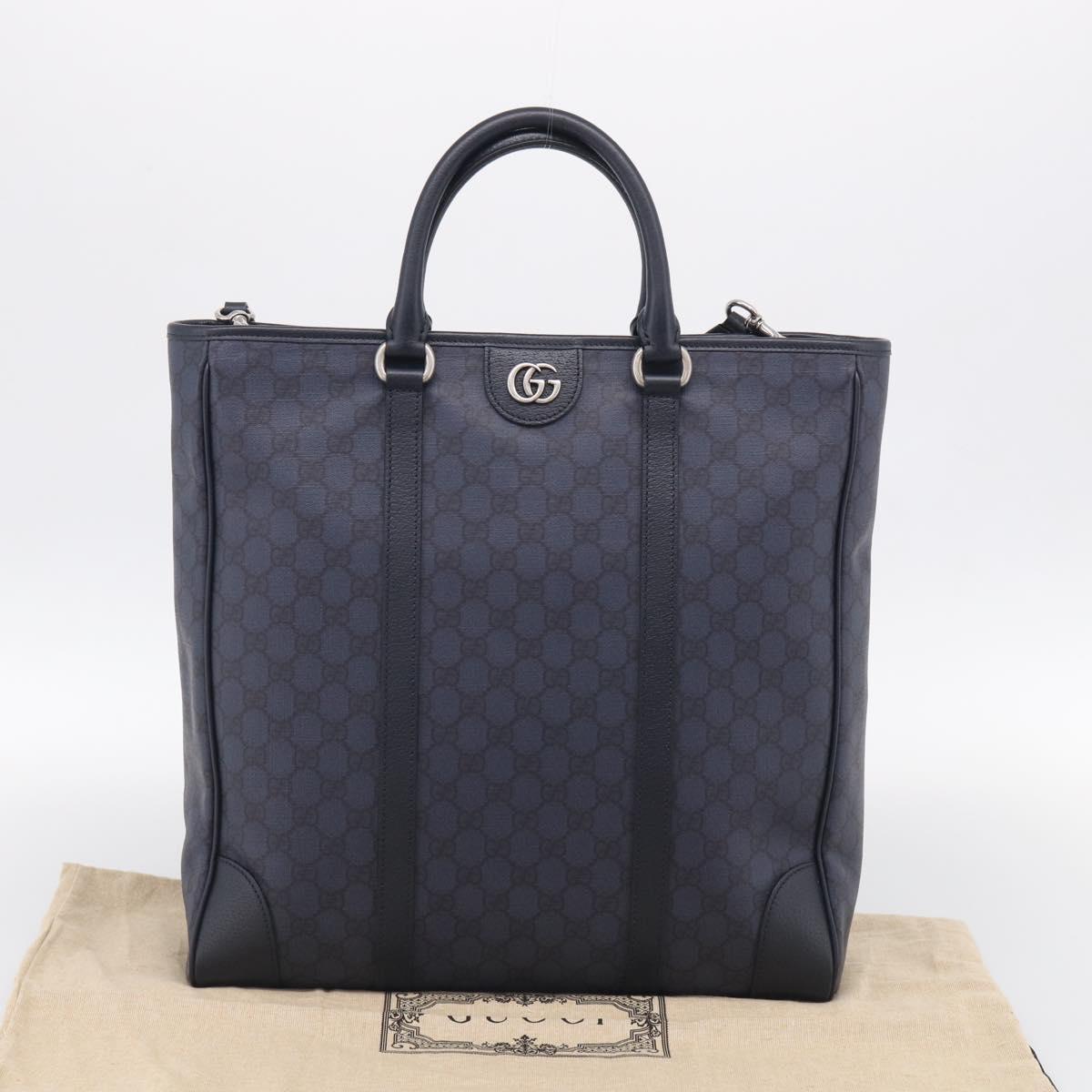 GUCCI GG Supreme GG Marmont Ophidia Bag PVC 2way Navy 763316 Auth ka6929SAV