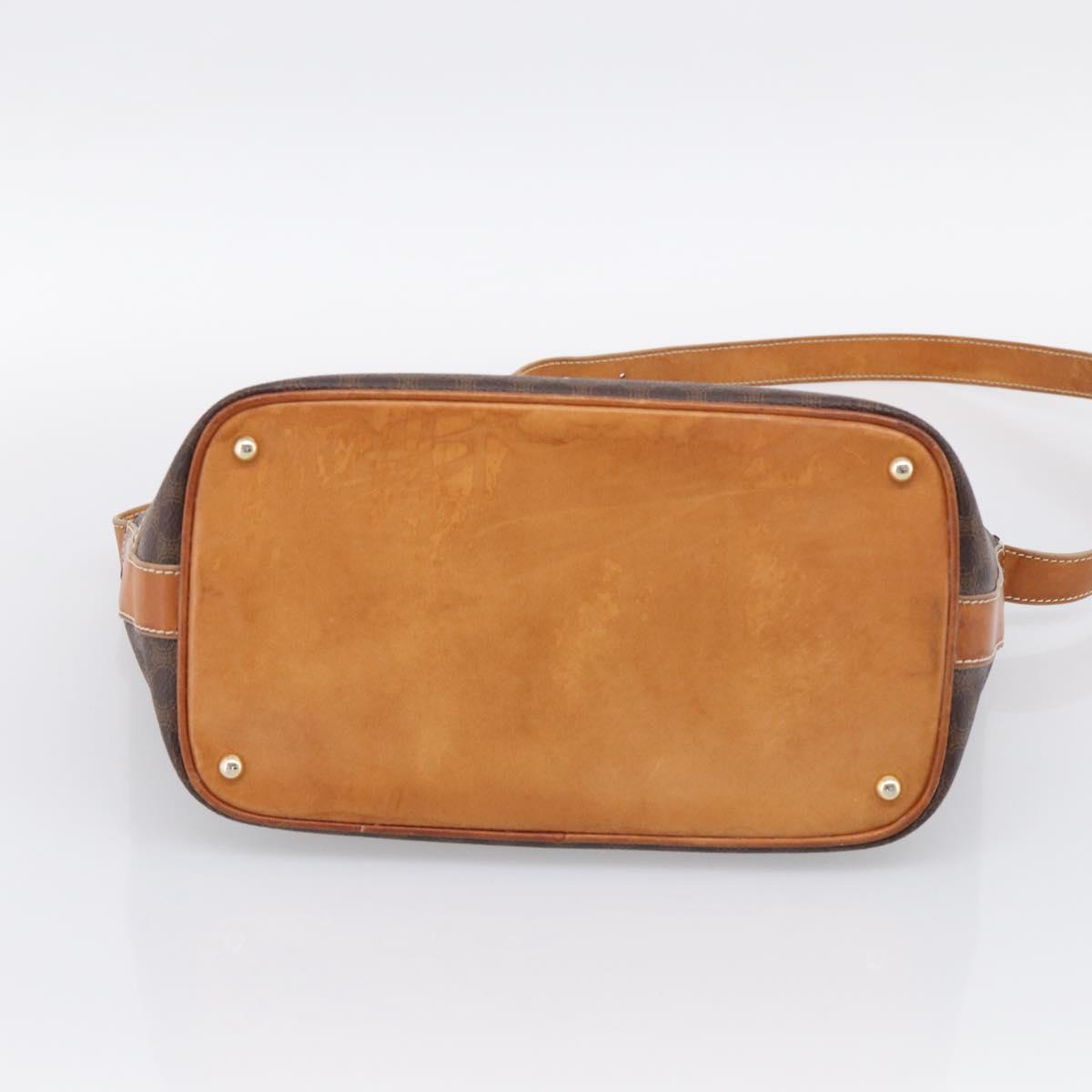 CELINE Macadam Canvas Shoulder Bag PVC Leather Brown Gold Auth ka6930