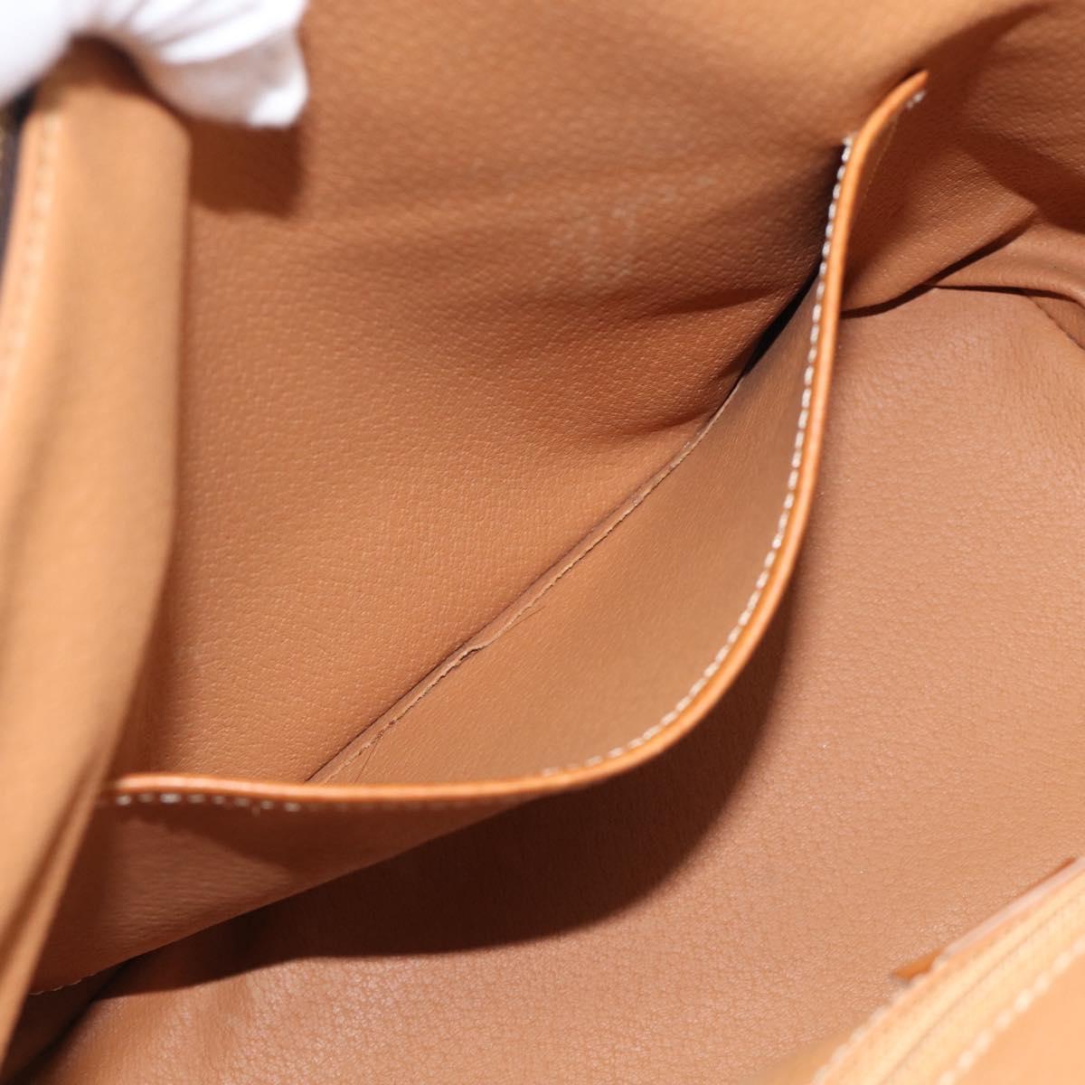 CELINE Macadam Canvas Shoulder Bag PVC Leather Brown Gold Auth ka6930
