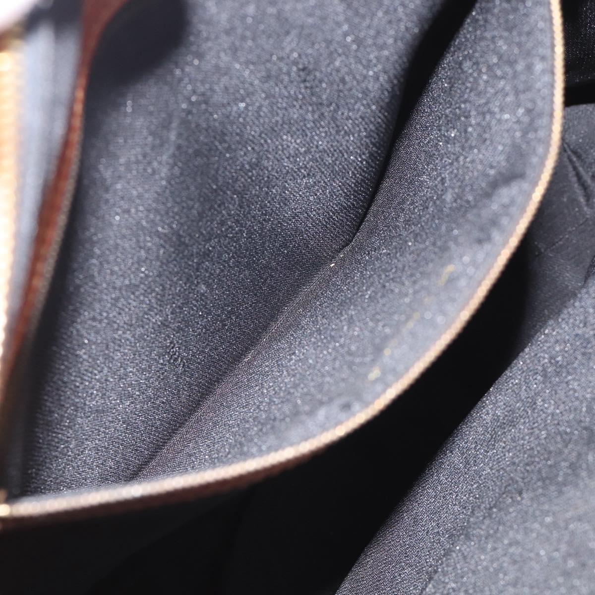FENDI Pequin Canvas Hand Bag PVC Black Brown Auth ka6932