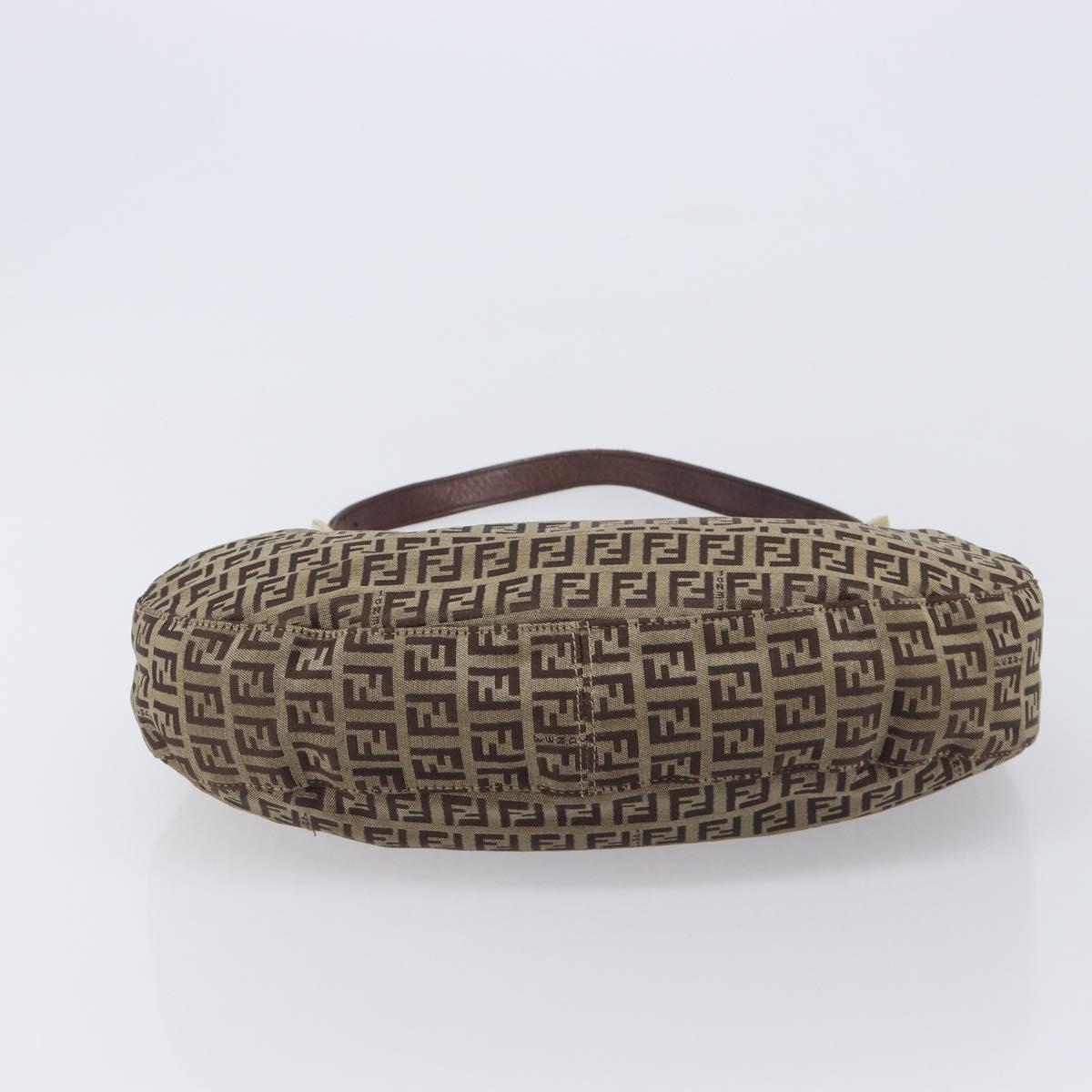 FENDI Zucchino Canvas Shoulder Bag Beige Gold 8BR552 Auth ka6934A