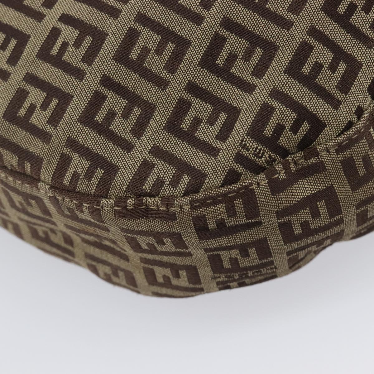 FENDI Zucchino Canvas Shoulder Bag Beige Gold 8BR552 Auth ka6934A