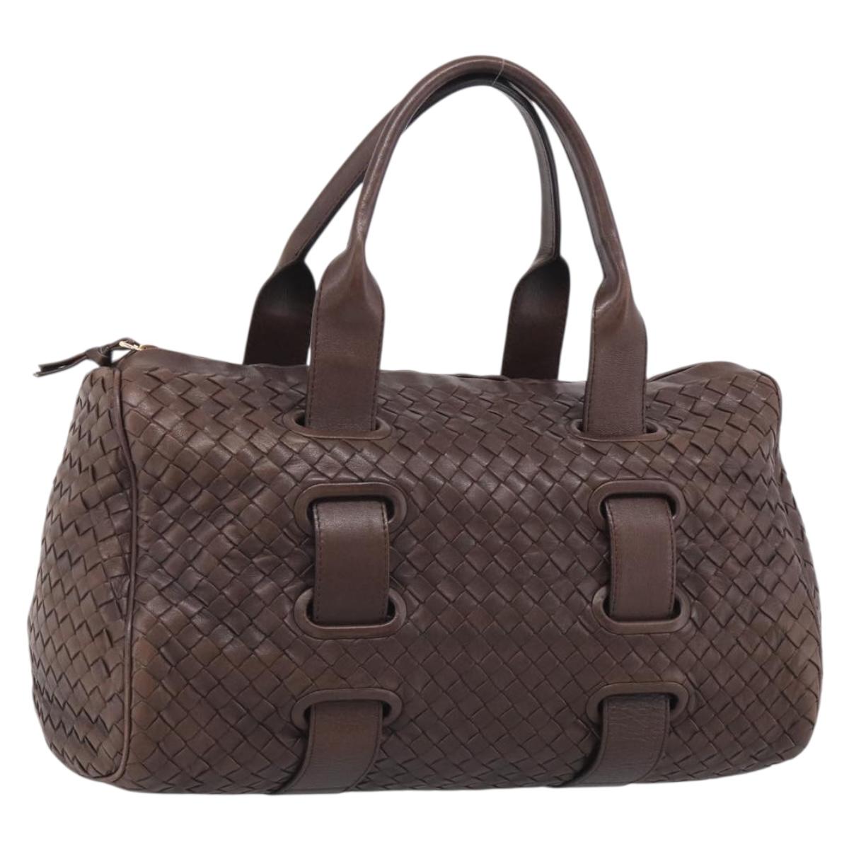 Bottega Veneta INTRECCIATO Hand Bag Leather Brown Gold 115659 Auth ka6935A