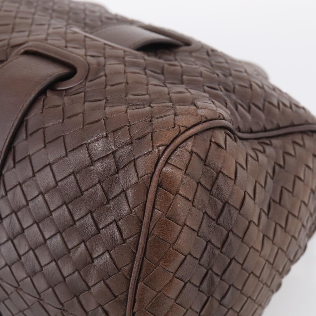 Bottega Veneta INTRECCIATO Hand Bag Leather Brown Gold 115659 Auth ka6935A