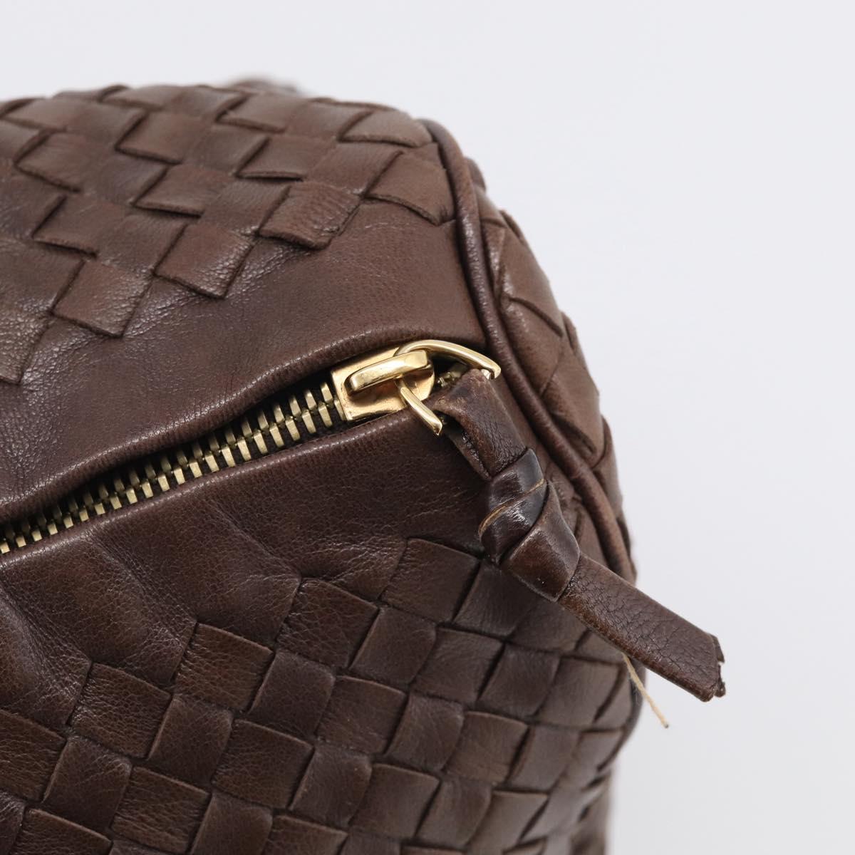 Bottega Veneta INTRECCIATO Hand Bag Leather Brown Gold 115659 Auth ka6935A