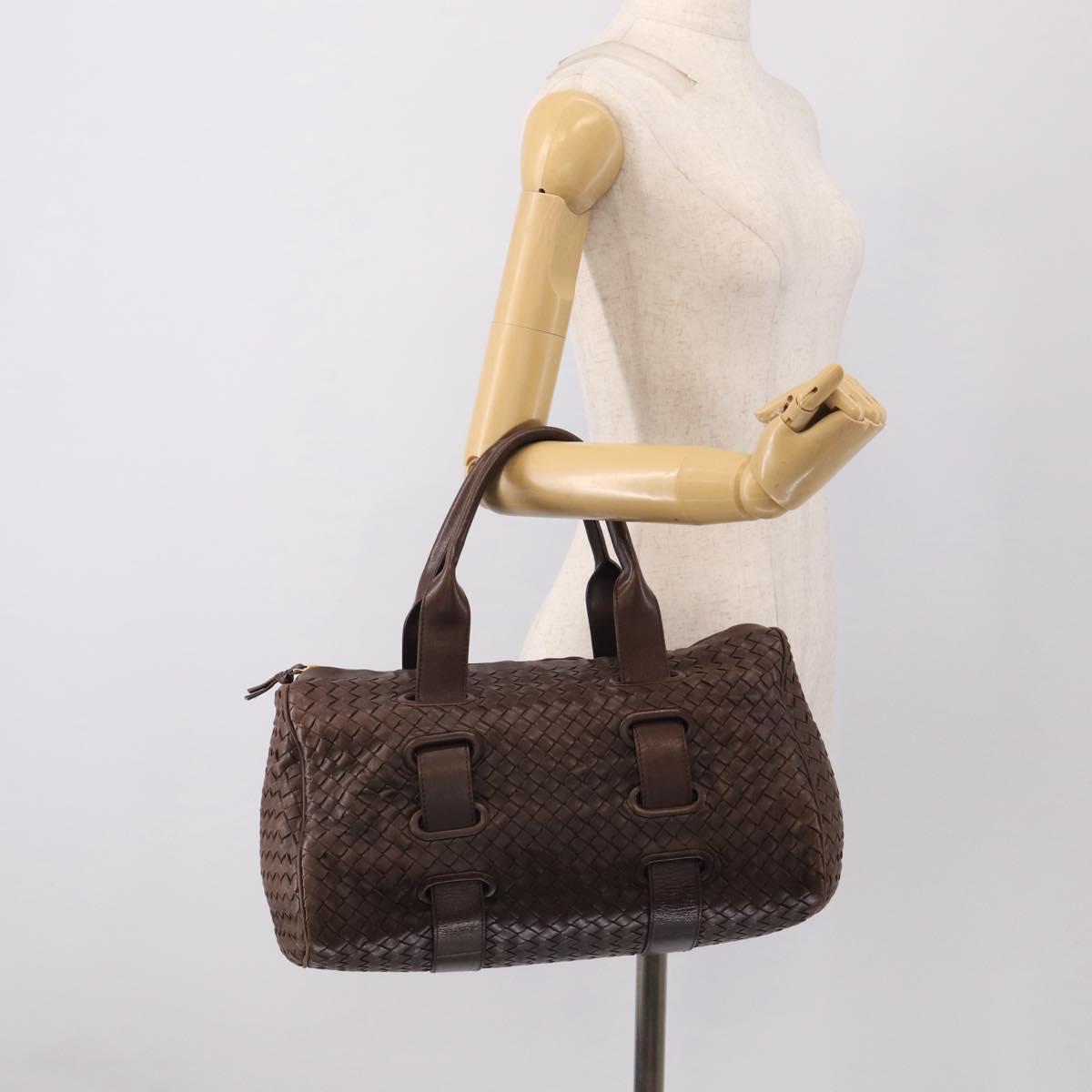 Bottega Veneta INTRECCIATO Hand Bag Leather Brown Gold 115659 Auth ka6935A