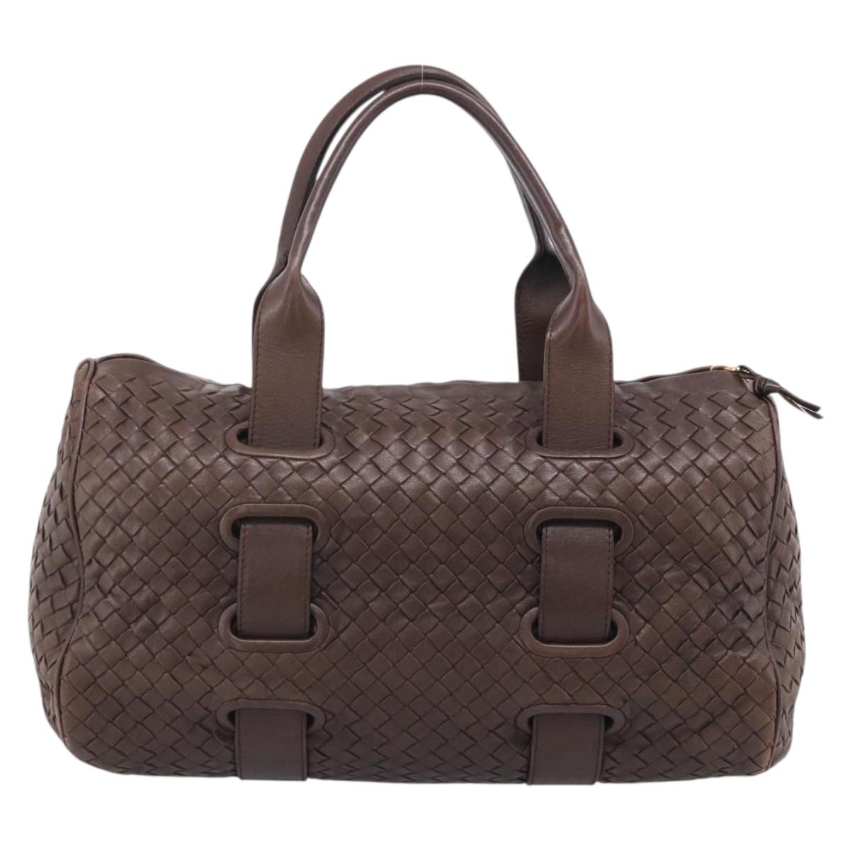 Bottega Veneta INTRECCIATO Hand Bag Leather Brown Gold 115659 Auth ka6935A
