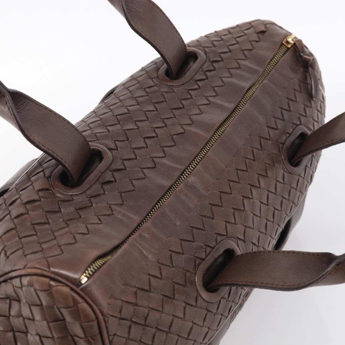 Bottega Veneta INTRECCIATO Hand Bag Leather Brown Gold 115659 Auth ka6935A