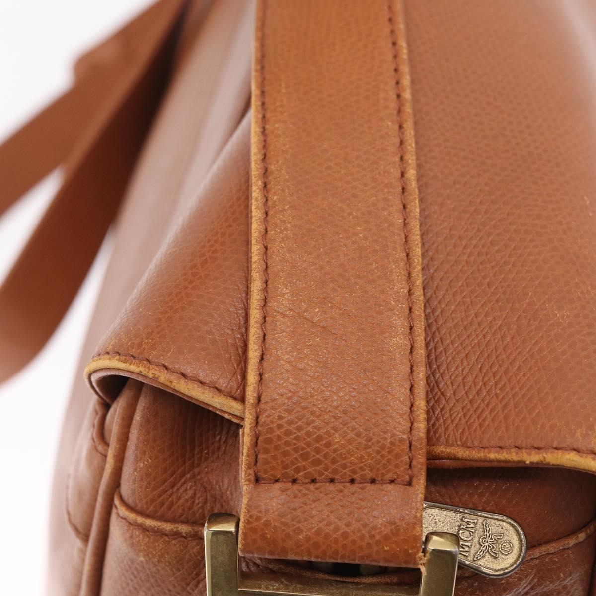 MCM Shoulder Bag Leather Brown Gold Auth ka6936