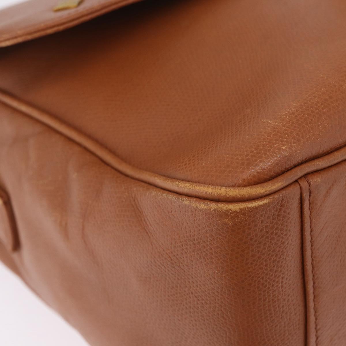 MCM Shoulder Bag Leather Brown Gold Auth ka6936